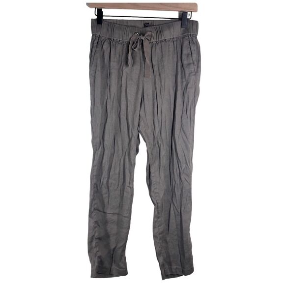 Kut from the Kloth Linen Blend Ankle Trousers In Olive Drawstring Waist Small - Picture 1 of 6